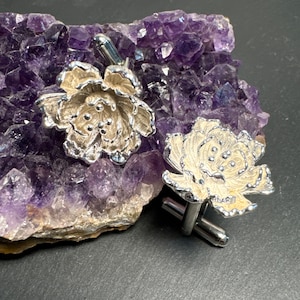 Silver Peony Cufflinks