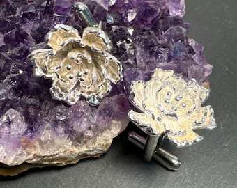 Silver Peony Cufflinks