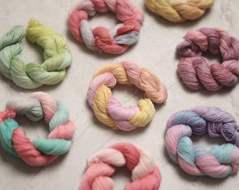 Hilo Sashiko teñido a mano / Hilo de bordar - Hilo de algodón multicolor / Grosor fino a medio