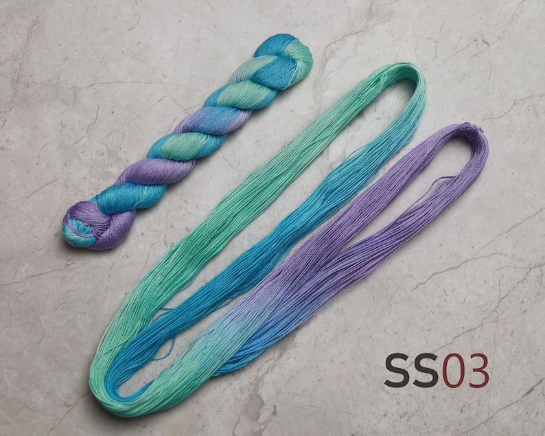 Brokig Sashiko-tråd - Standardtjocklek långstapel bomulls handfärgad broderitråd (SS&LS) SS03