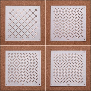 Reusable Sashiko Stencil | Embroidery Quilting Patterns Template - Size S (S25-28) Matt Finish