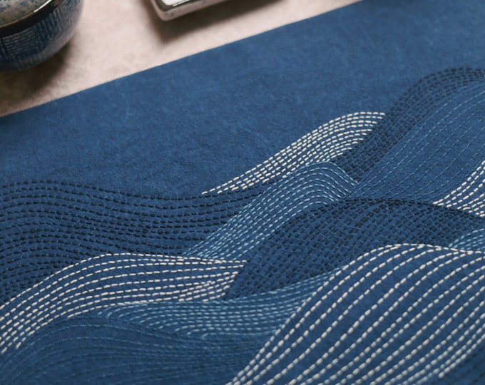 Deep Ocean - DIY Kit for Plant-dyed Sashiko Placemat Table Mat Wall Art Starter Kit