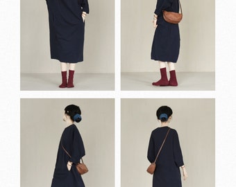 French Terry Boxy Sweatshirt Dress | Available in Navy Blue and Grey