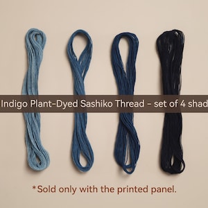 Deep Ocean - DIY Kit for Plant-dyed Sashiko Placemat Table Mat Wall Art Starter Kit Thread only