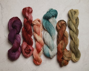 Natural Plant Dyed Sashiko Thread | Embroidery Floss - Variegated Hand-Dyed Cotton Thread | Medium Thickness QM01-06