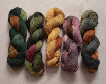 Natural Plant Dyed Sashiko Thread | Embroidery Floss - Variegated Hand-Dyed Cotton Thread | 1mm Thick QT15-20