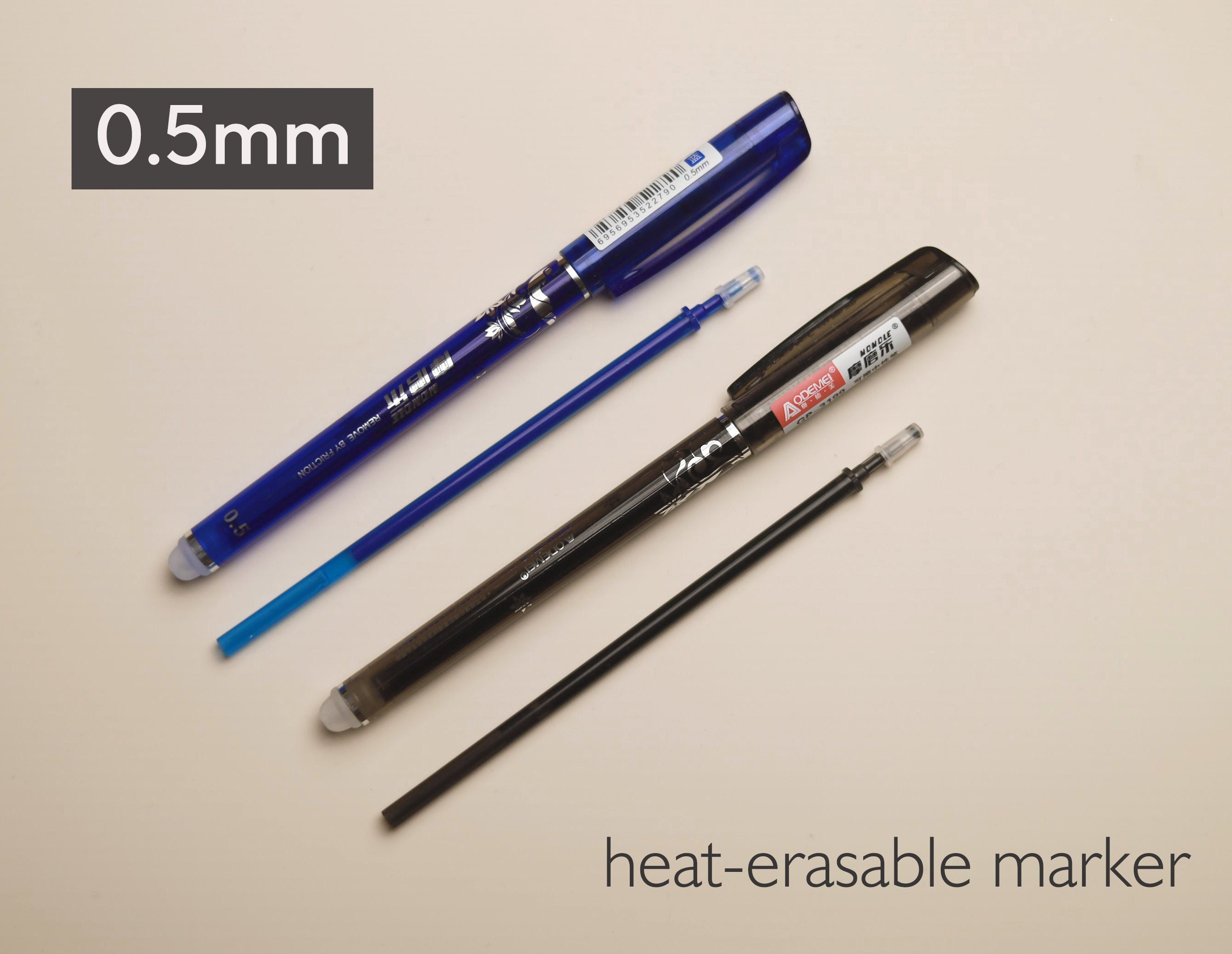 Recharge Stylo Effaçable à La Chaleur - 100 Pièces Bleu Pour Marque Temporaire Sur Cuir, Tissu, Chaussures