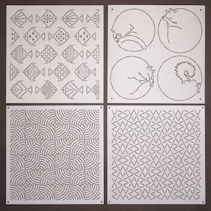 Reusable Sashiko Stencil | Embroidery Quilting Patterns Template - Size M (M01-04) Matt Finish