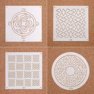 Plantilla reutilizable para sashiko/patrones de bordado y acolchado - Talla S (S01-04) Acabado mate