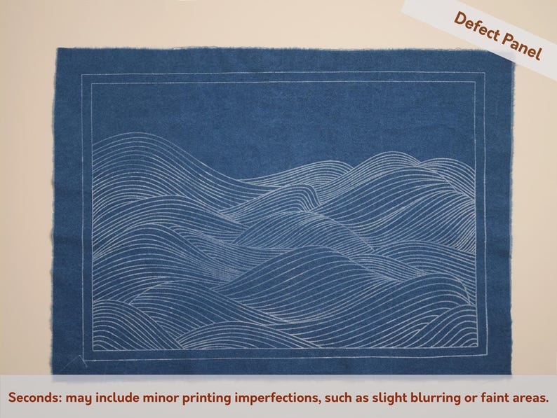 Deep Ocean - DIY Kit for Plant-dyed Sashiko Placemat Table Mat Wall Art Starter Kit Defect Panel ONLY