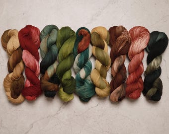 Natural Plant Dyed Sashiko Thread | Embroidery Floss - Variegated Hand-Dyed Cotton Thread | Medium Thickness QM07-15