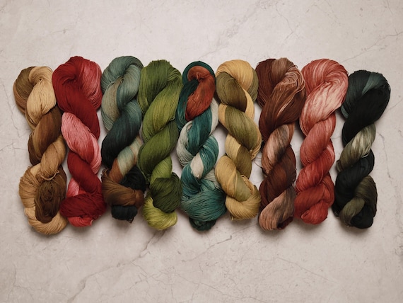 Natural Plant Dyed Sashiko Thread | Embroidery Floss - Variegated Hand-Dyed Cotton Thread | Medium Thickness QM07-15