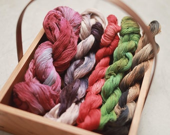 Natural Plant Dyed Sashiko Thread | Embroidery Floss - Variegated Hand-Dyed Cotton Thread | Fine Thickness QF01-05
