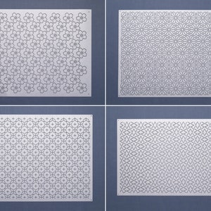 Reusable Sashiko Stencil | Japanese Embroidery Quilting Patterns Template - Size XL (XL09-12)