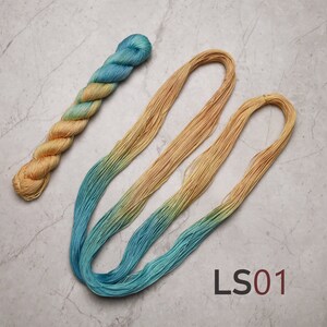 Brokig Sashiko-tråd - Standardtjocklek långstapel bomulls handfärgad broderitråd (SS&LS) LS01