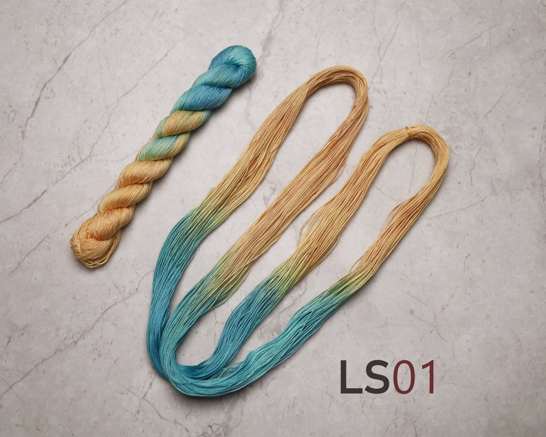 Brokig Sashiko-tråd - Standardtjocklek långstapel bomulls handfärgad broderitråd (SS&LS) LS01