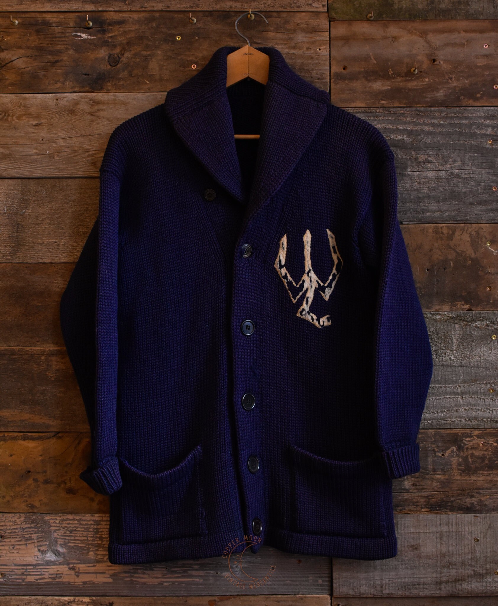 1920's/30's Wool Shawl Collar Washington and Lee University Cardigan