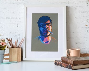 Retrato con rotuladores acrílicos en A5. Personalizado. Un regalo único para alguien especial
