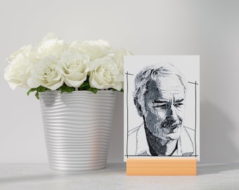 Retrato personalizado con rotuladores en blanco y negro (tamaño DIN A6)