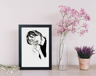 Retrato con caña de bambú. Personalizado. Un regalo único para alguien especial