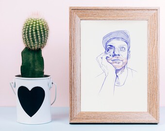 Retrato en bolígrafo. Personalizado. Un regalo único para alguien especial