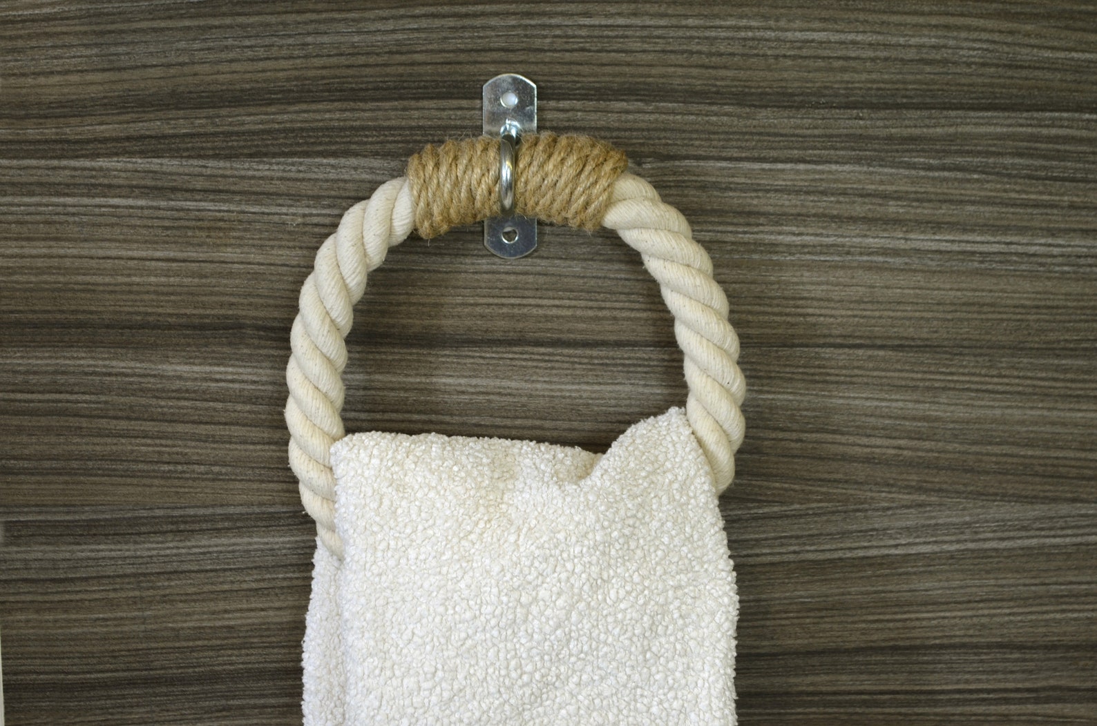 Nautical cotton rope towel holder ring Beach chunky round Etsy