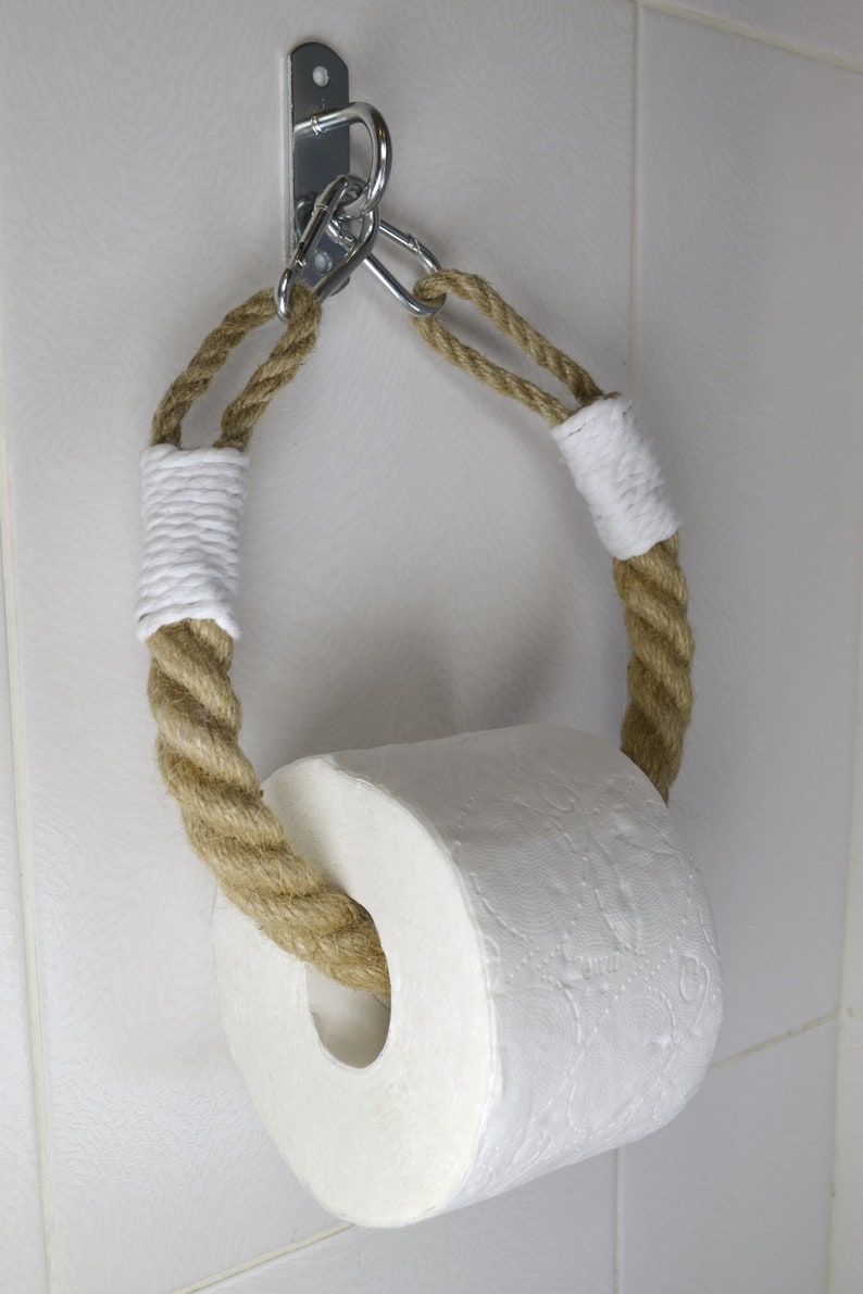 Nautical jute rope toilet paper holder Industrial bathroom Etsy