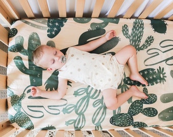 cactus fitted crib sheet