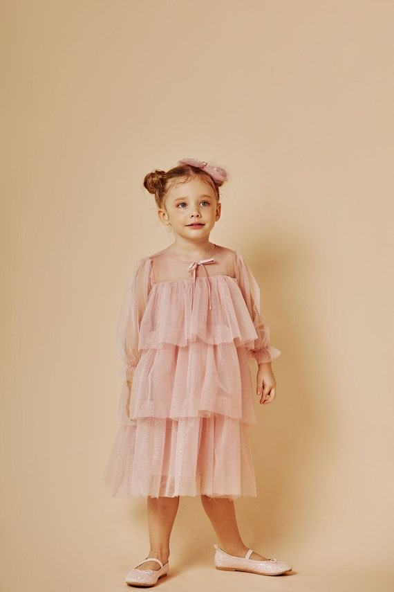 Pink Baby Tulle Ruffle Dress Dusty rose pink girl dress for | Etsy