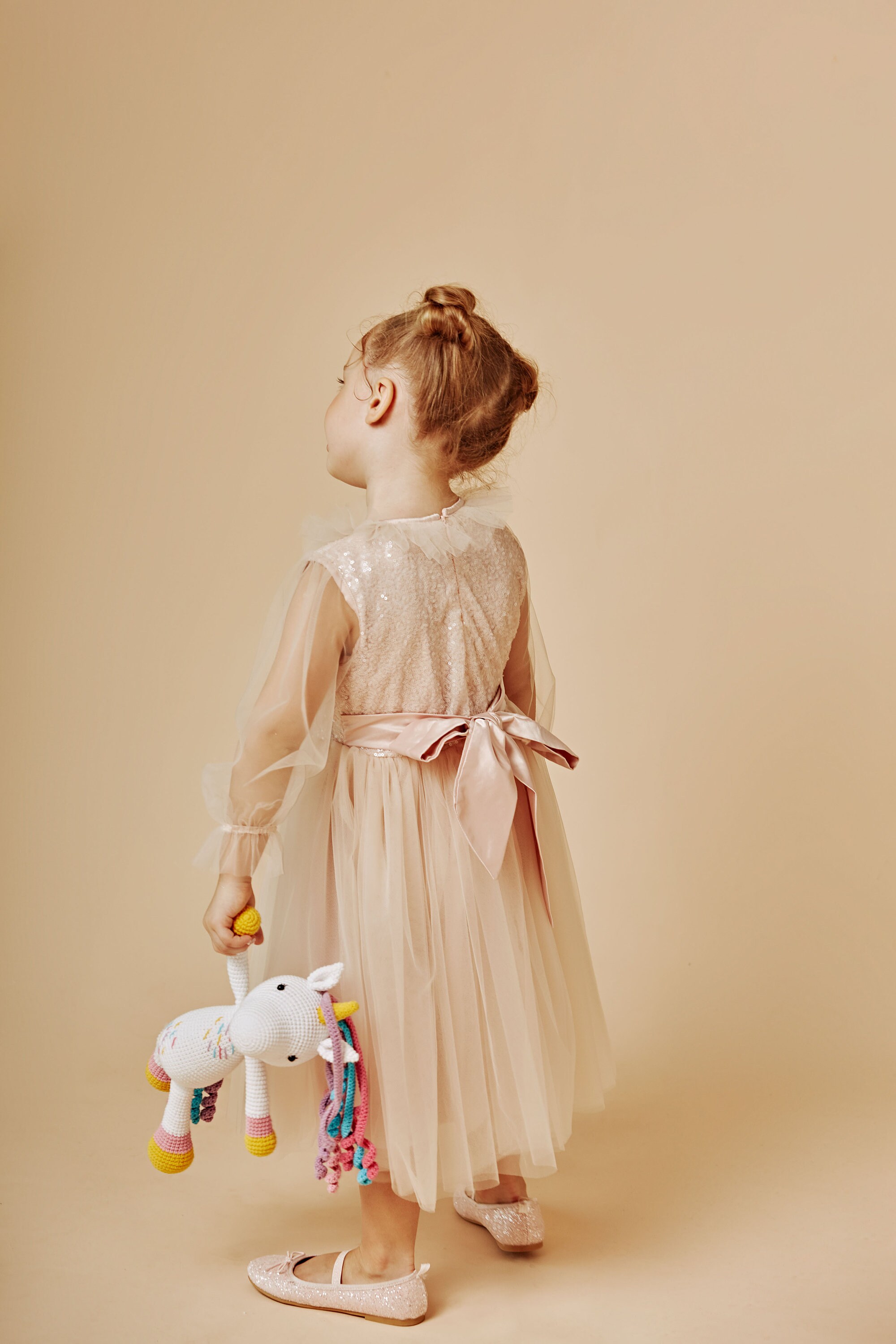 Rose Gold Sequin Tulle Dress Baby Girl Winter Dress With Etsy