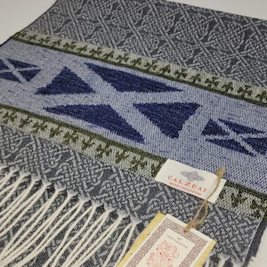 Calzeat Made in Scotland Jacquard Woven Celtic Saltire Scarf / Table Runner