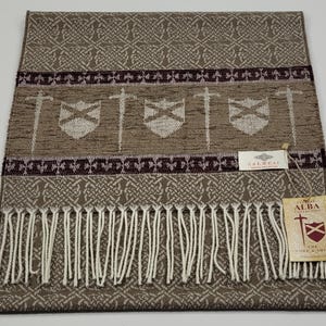 Calzeat Made in Scotland Jacquard Woven Celtic Sword and Shield Scarf / Table Runner