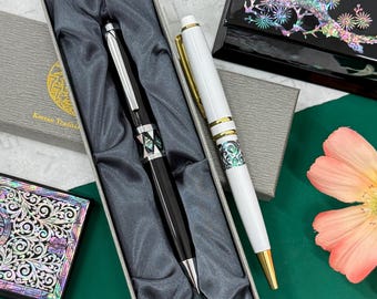 Perlmutt Kugelschreiber Tintenroller schwarze Tinte kora Geschenke Muttertag