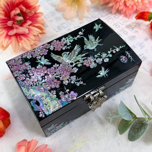 Korea Mother of Pearl Jewelry Box Trinket Box Inlay Wooden pirate chest 3 Type