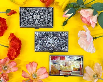 Mother of Pearl Business Card Case : Id Name Holder Cradit Card Travel Wallet