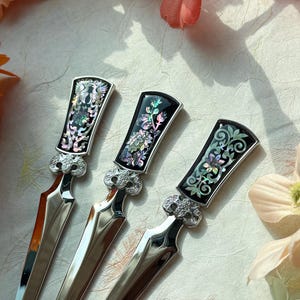 Mother of Pearl Letter Opener: Korean Arabesque Design Envelope Cutter