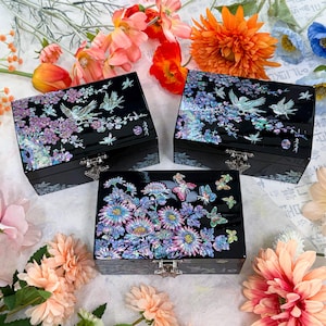 Korea Mother of Pearl Jewelry Box Trinket Box Inlay Wooden pirate chest 3 Type