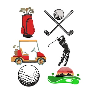 Pakiet projektów haftów golfowych, projekt haftu torby golfowej, plik haftu piłek golfowych, kolekcja haftu maszynowego do golfa, projekt kija golfowego