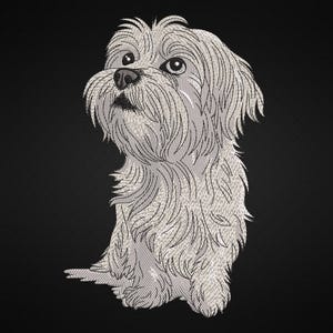 White Puppy Embroidery Design, Dog Machin Embroidery Design File, Trendy Dog Embroidery Designs, Animal Embroidery Design File