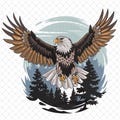 Flying Eagle Embroidery Design. Eagle Machine Embroidery File, Birds Scene Embroidery Design product logo