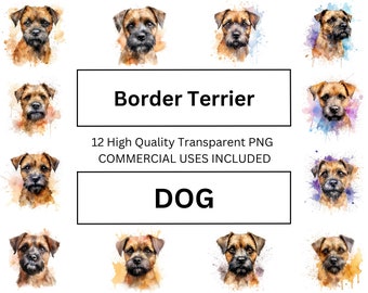 Visage illusoire Border Terrier Dog Clipart, Aquarelle Dog Face Clipart, Dog Illustration Download - Téléchargeable pour POD, Décoration murale.