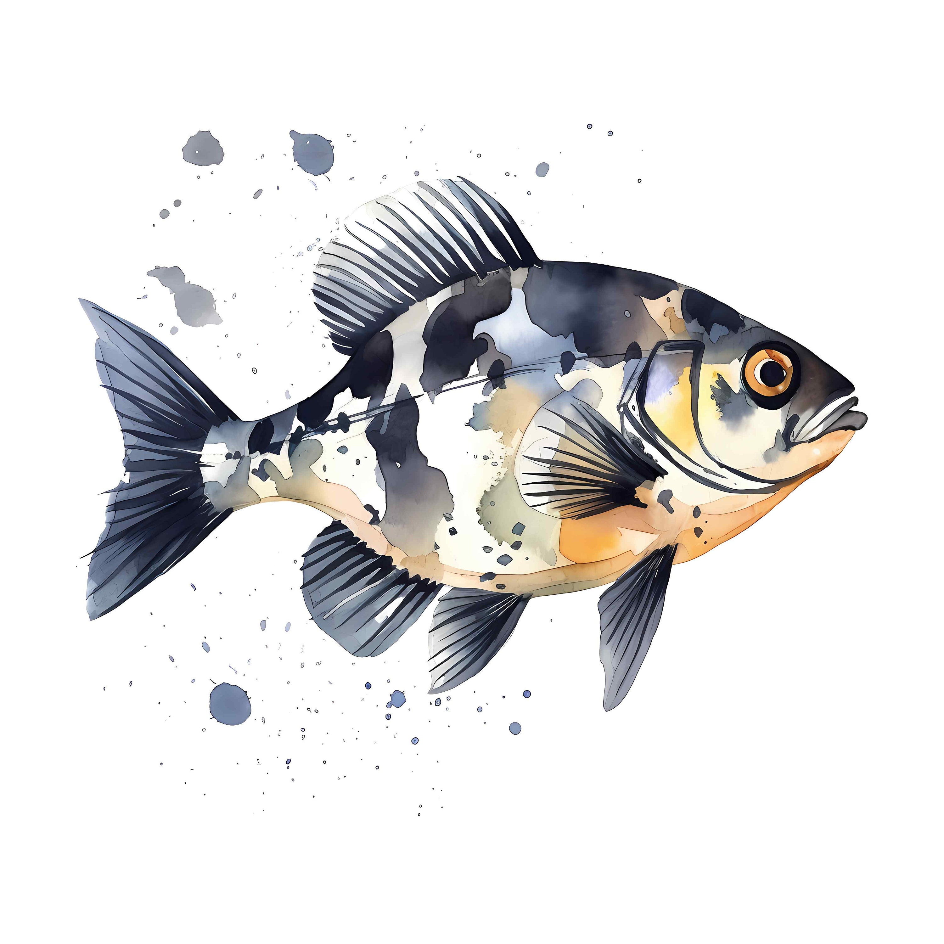Graceful Archerfish Clip Art Watercolor Fish Illustration Etsy