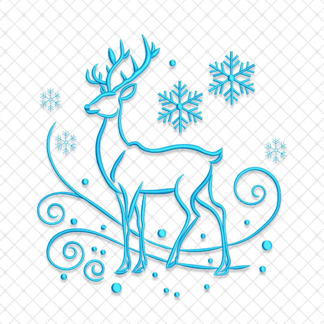 Reindeer Embroidery Design, Christmas Machine Embroidery File, Reindeer ...