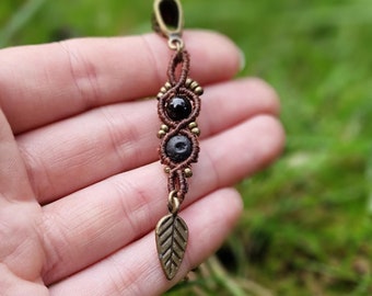 Cuenta de micro macramé para rastas, dije para el cabello con piedra de ónix, accesorios para rastas con dije de piedra preciosa
