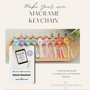 Flower Keychain Macrame Pattern, Make Your Own Macrame Tutorial, (PDF Download)
