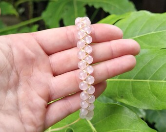 Rose Quartz Macrame Bracelet – Adjustable Boho Healing Crystal Jewelry