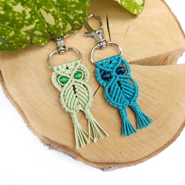 Porte-clés Macrame Owl, accessoires mignons, charme de sac Boho, porte-clés animal