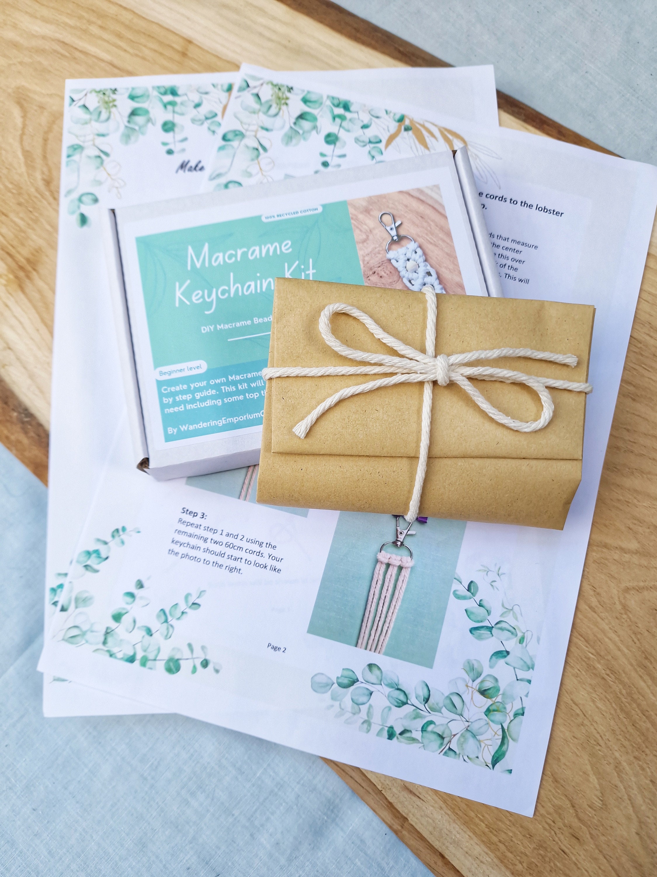 Macrame DIY Keychain Kit, Make Your Own Macrame Keyring, Easy Home ...