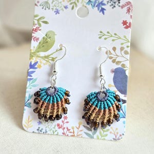 Micro Makramee Muschel Ohrringe - Sterling Silber Sommer Modeschmuck