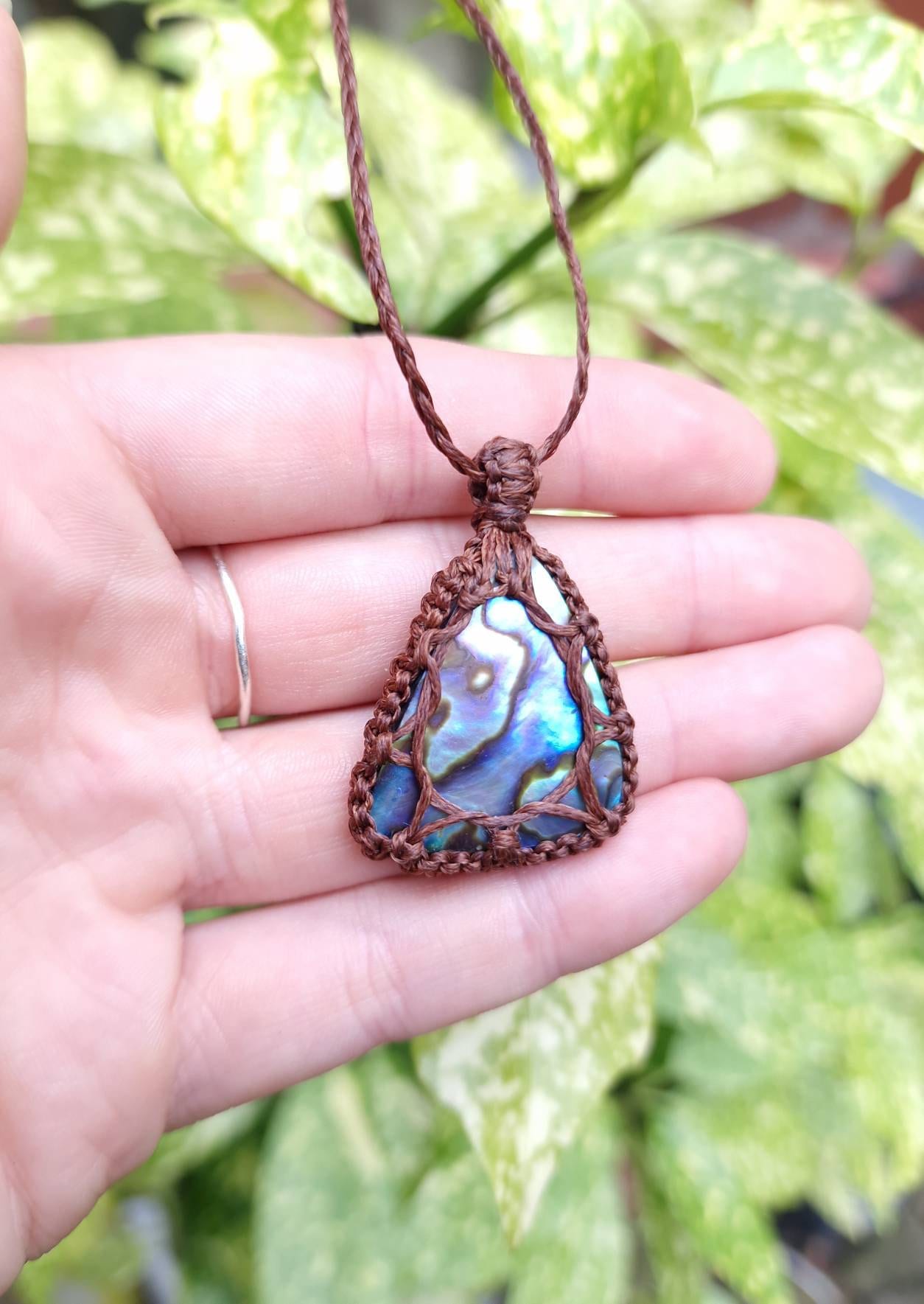 Macrame cheap shell necklace